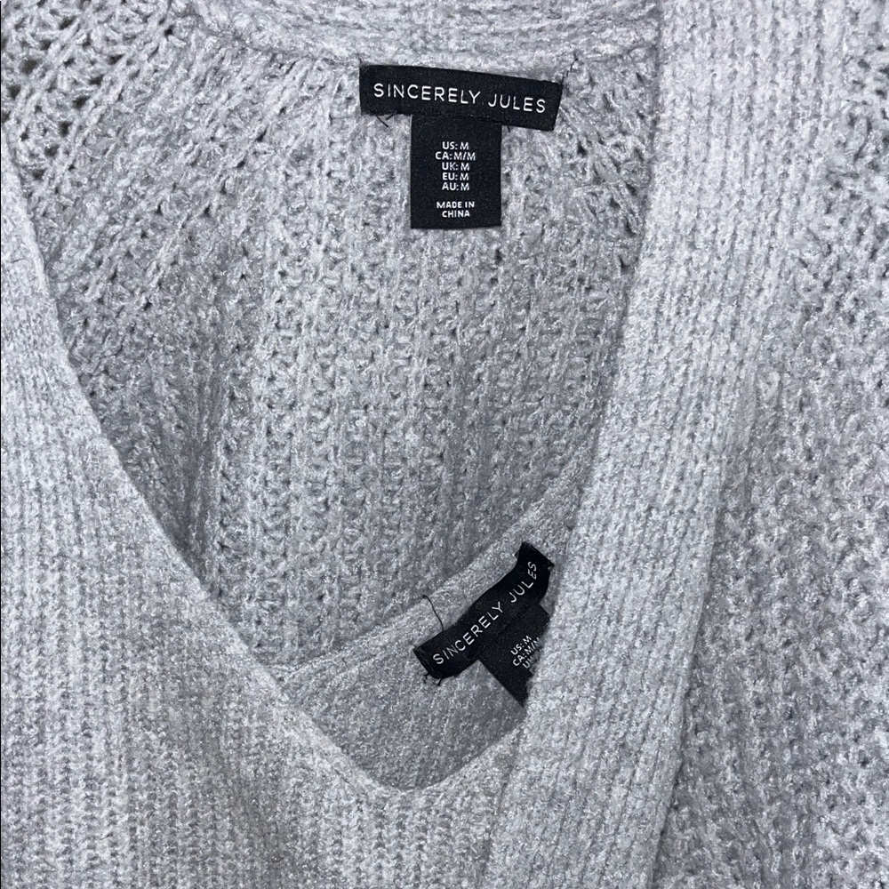 Sincerely Jules Light Gray Women's Cardigan Set - Picture 2 of 3